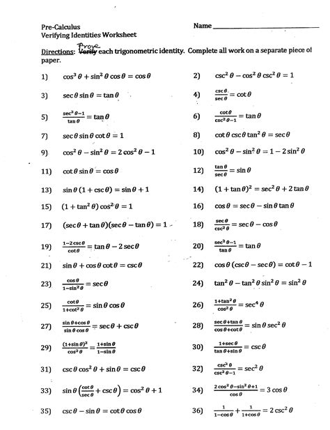 4 name 2. . Fundamental trigonometric identities worksheet